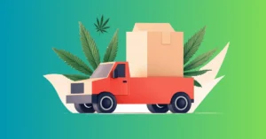 red truck delivering marijuana package