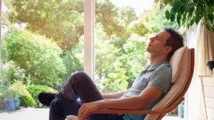 man relaxing on chair sobering up from cannabis use