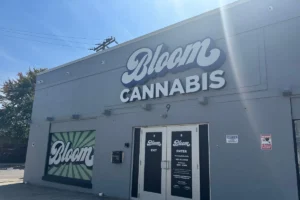 Bloom cannabis Athens, Ohio dispensary exterior main entrance.