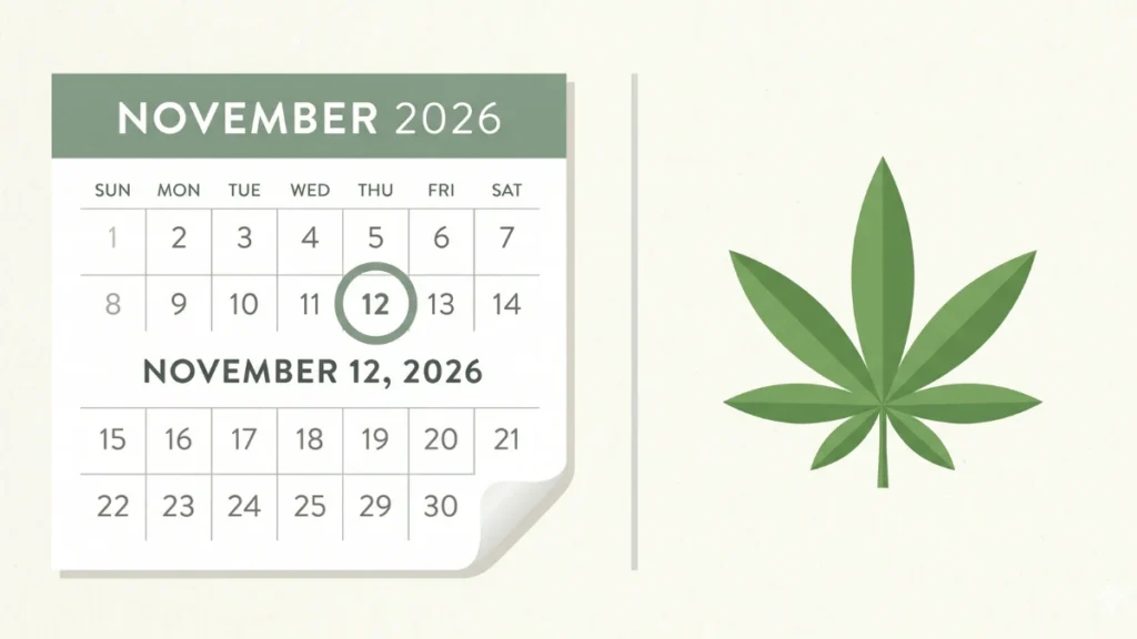 Calendar marked November 12, 2026, the effective date of the federal hemp law P.L. 119-37.