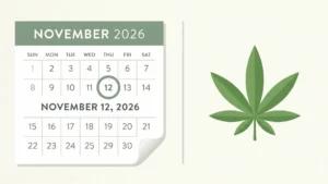Calendar marked November 12, 2026, the effective date of the federal hemp law P.L. 119-37.